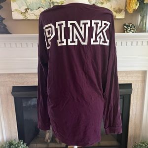 PINK Burgundy Long Sleeve Top